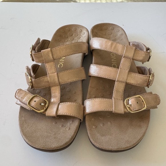 Vionic Misa Rose Gold Women's Size 8  Hook & Loop Slip On Three Strap Sandals - Picture 9 of 13